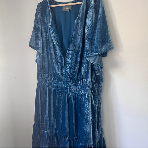 Anthropologie Blue Tiered Ruffle Mini Dress 3X - Picture 6 of 7